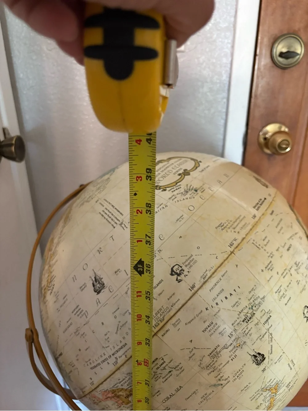 Vintage Replogle World Classic 16 inch floor Globe Detailed Map Pedestal Aged